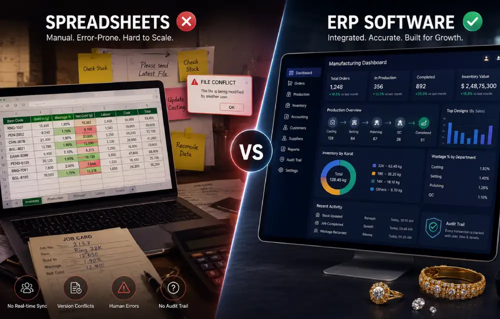 ERP vs Spreadsheets for Jewelry Manufacturing